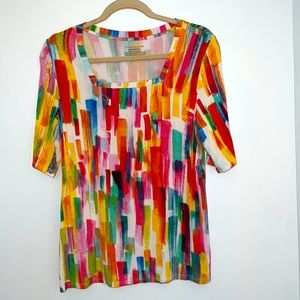 Peck & Peck Medium Short Sleeve Square Neck Blouse